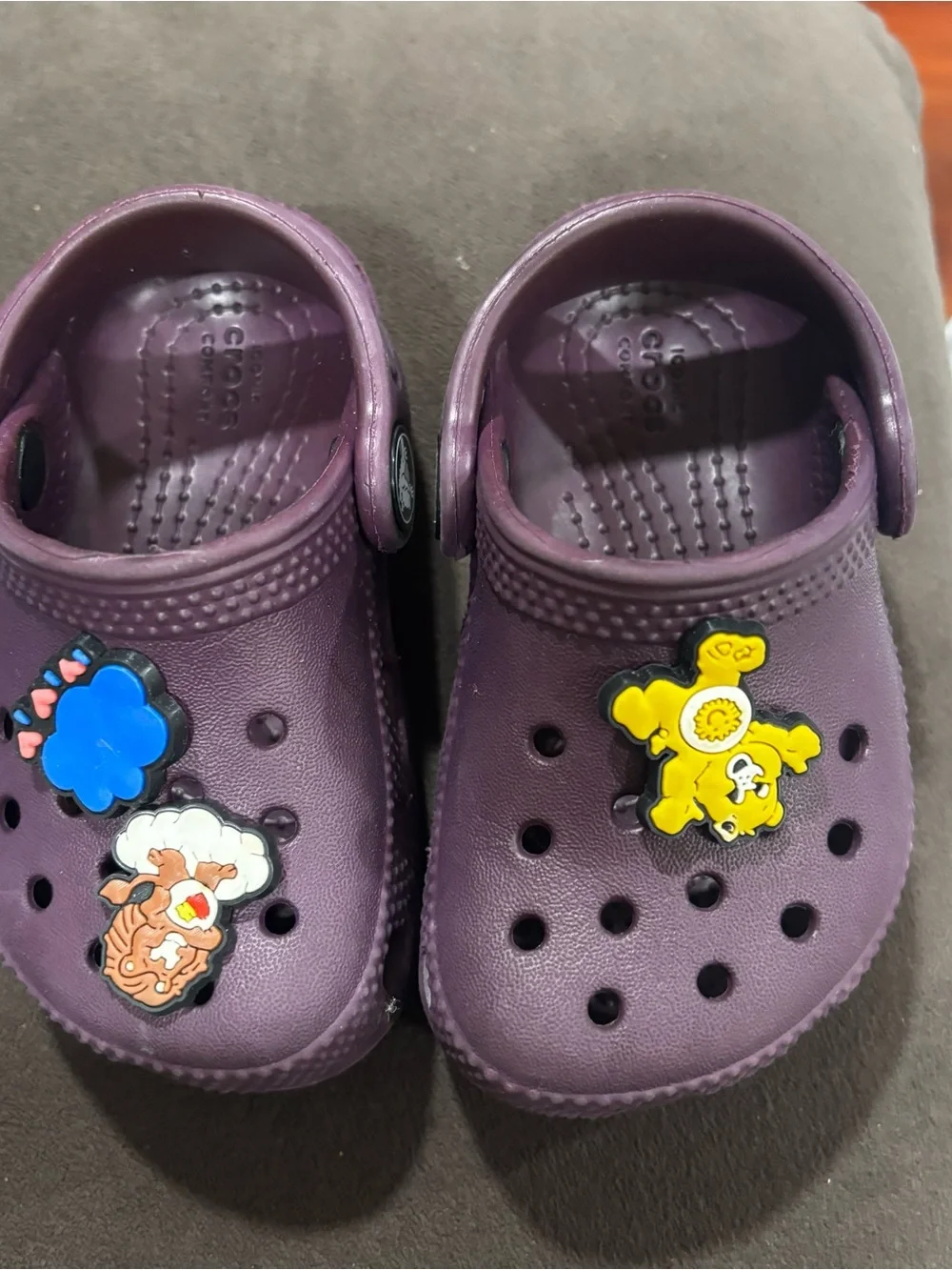 CROCS Kids Purple Clogs with Fun Character Jibbitz